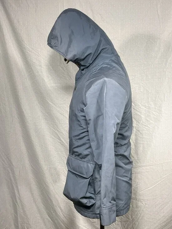 Vintage Woolrich Woman Hooded Parka Plaid Wool Lined Blue Jacket M - Picture 4 of 9